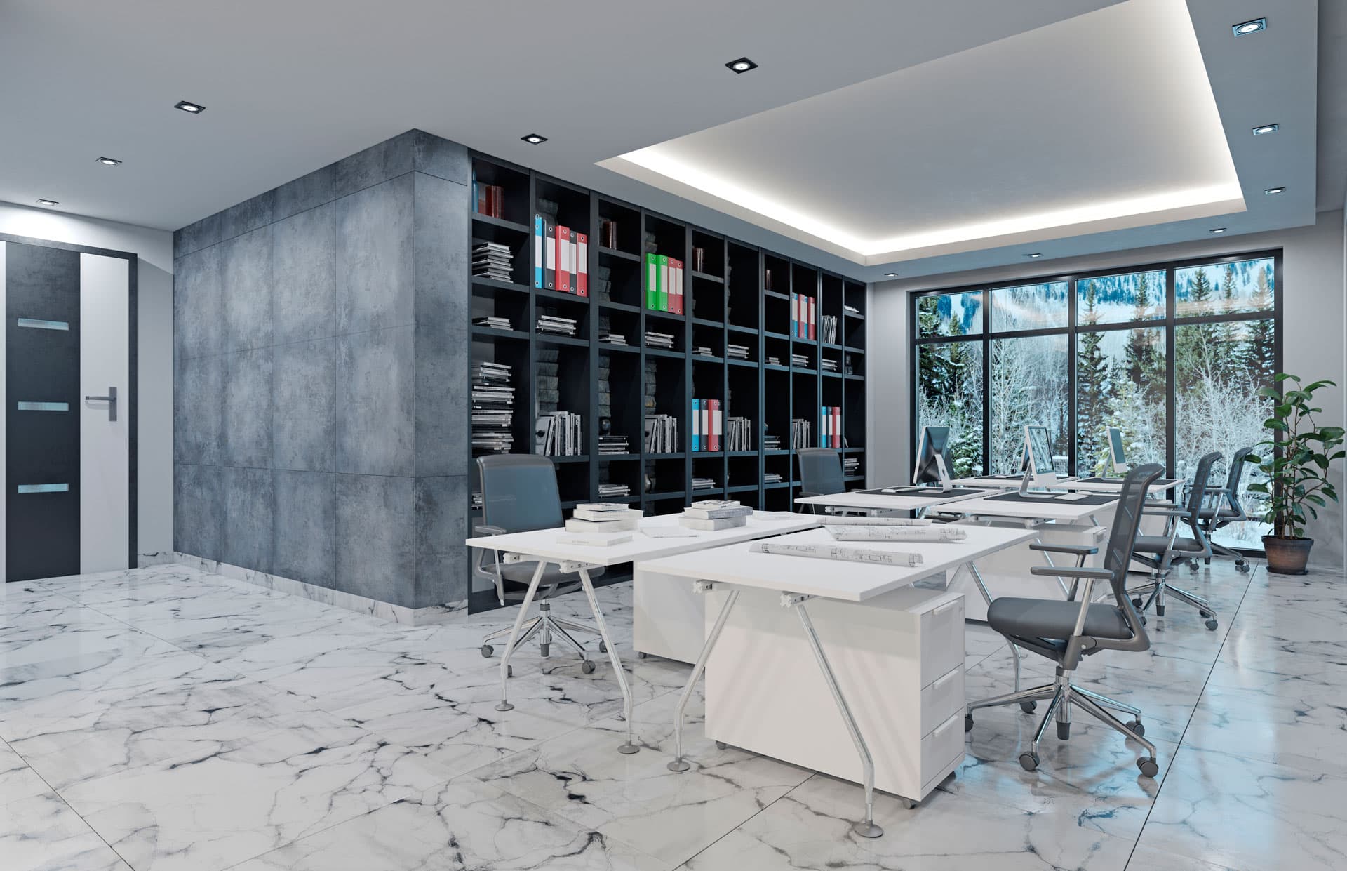 Proyectos de oficinas con piedra natural en Melide